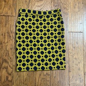 Anthropologie Charlie & Robin Wool Blend Skirt green blue geometric print